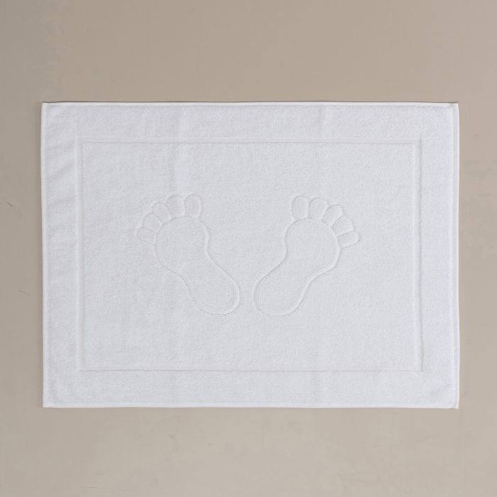 Tapete de Saída de Duche Branco com Pegadas
